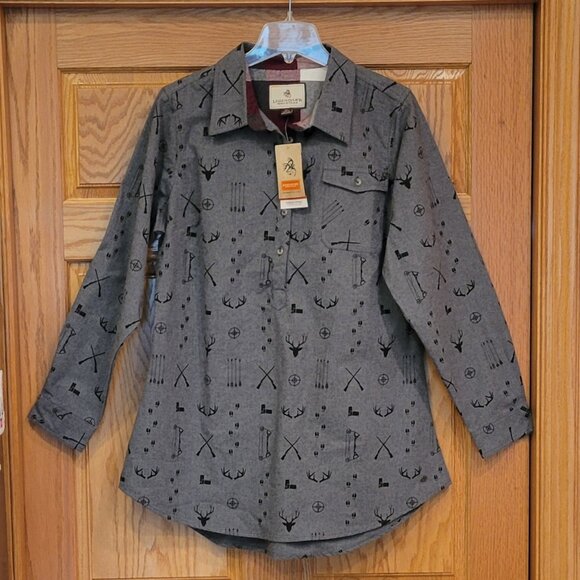 Legendary Whitetails Firelight Gray and Black Popover Flannel Tunic NEW Size XL - Picture 3 of 15